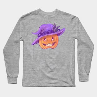 Pumpkin smiles purple T-shirt Long Sleeve T-Shirt
